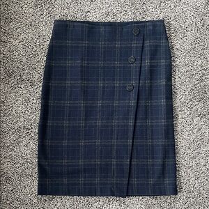 Elegant Navy Plaid Skirt - JJill